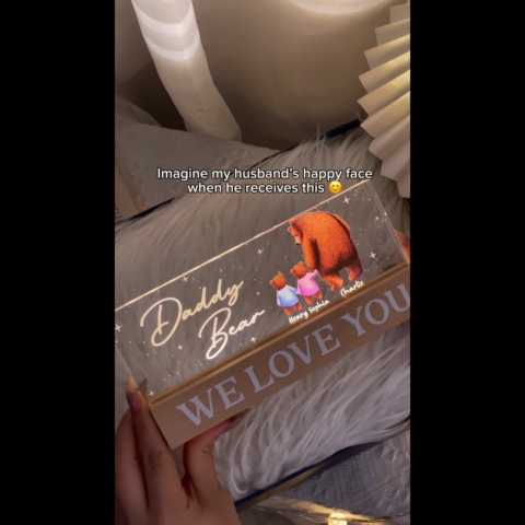 Daddy Bear Papa Bear We Love You Father‘s Day Gift For Dad Personalized Block LED Night Light