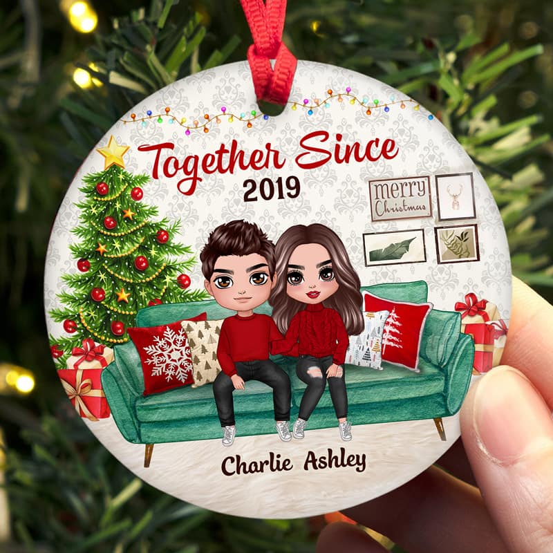 Couple We Got This Sitting On Sofa Personalized Circle Ornament