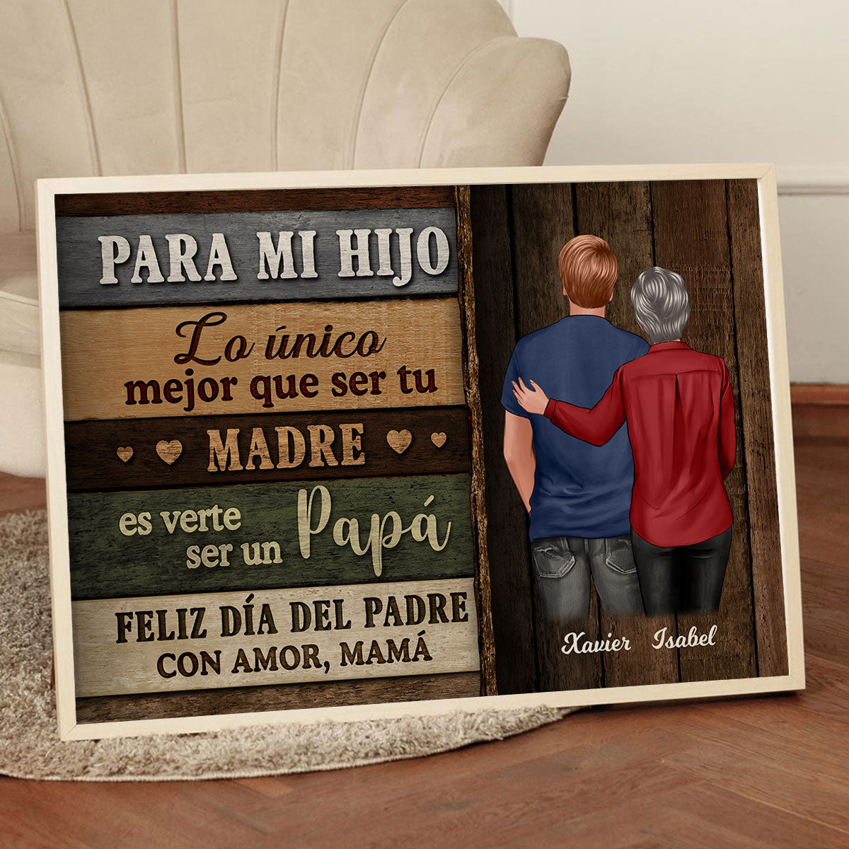 Colored Wood Pallets To My Son From Mom Happy Father's Day Spanish Personalized Poster