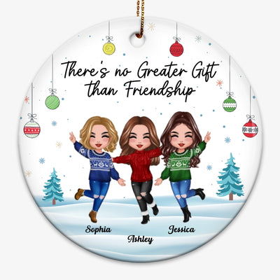 Happy Doll Besties No Greater Gift Than Friendship Personalized Circle Ornament