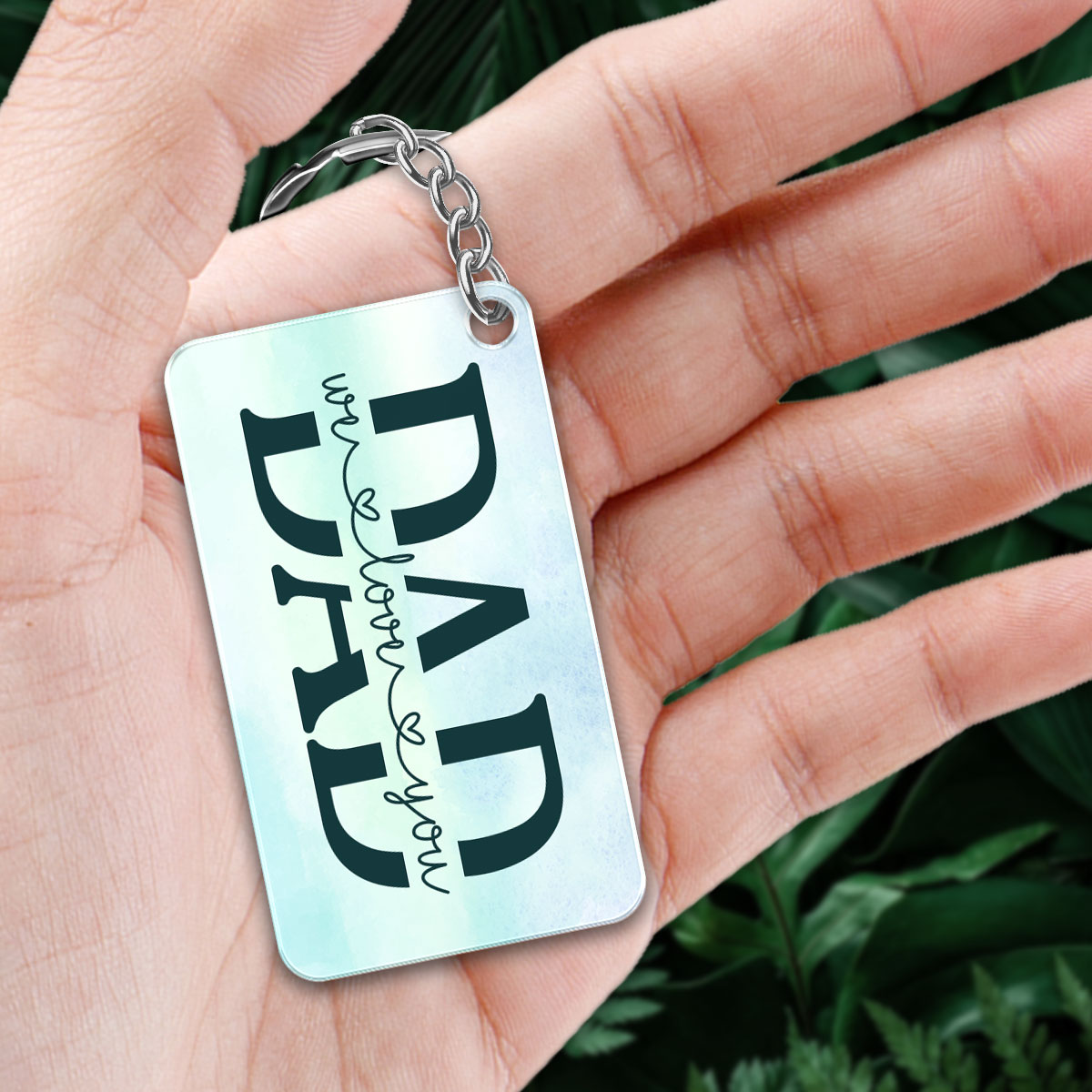 Dad Doll Sitting Man & Kids Forest Personalized Acrylic Keychain