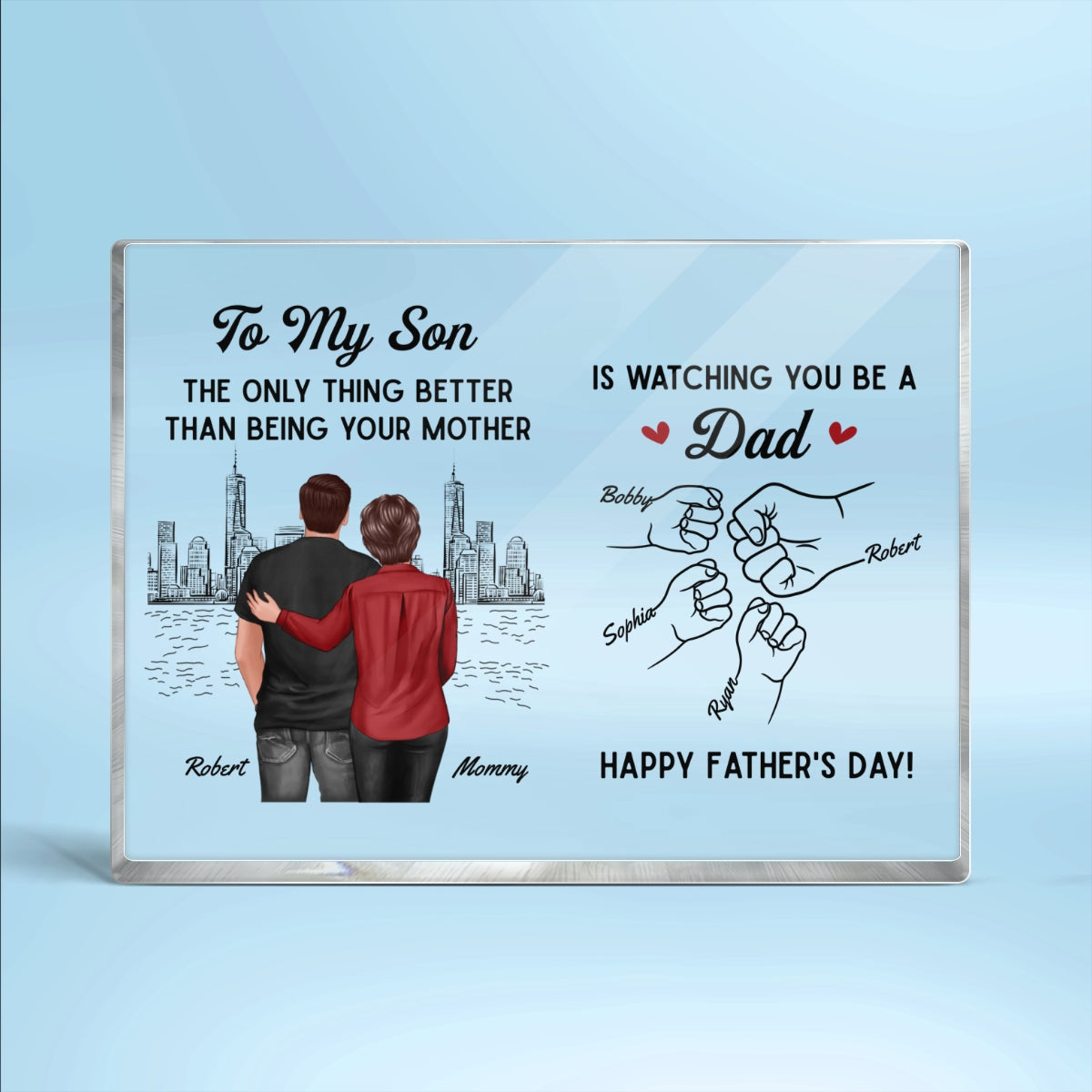 From Mom To Son Watching You Be A Dad Personalized Acrylic Block Plaque, Gift For Son