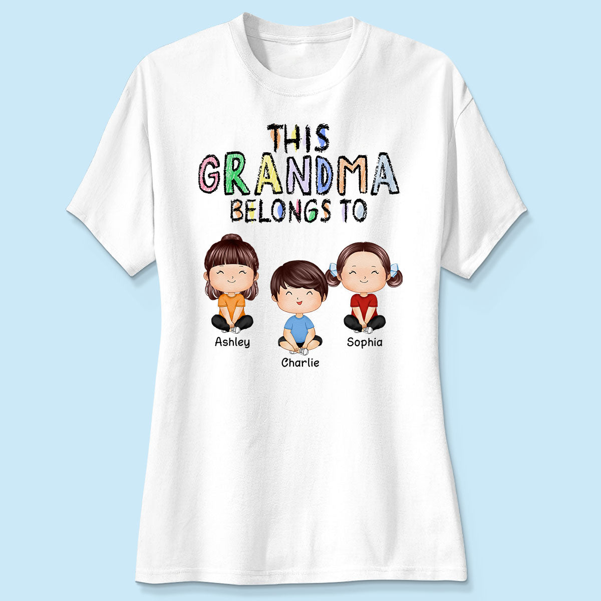 This Grandma Belongs To Grandkids Crayon Personalized Shirt