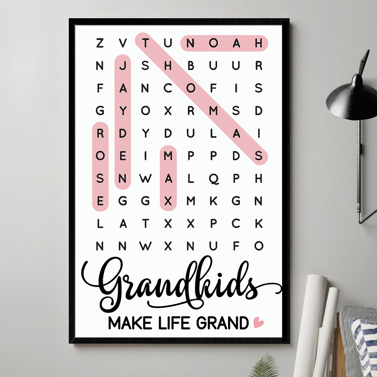 Grandkids Make Life Grand Word Search - Personalized Poster - Mother's Day Gift For Grandma