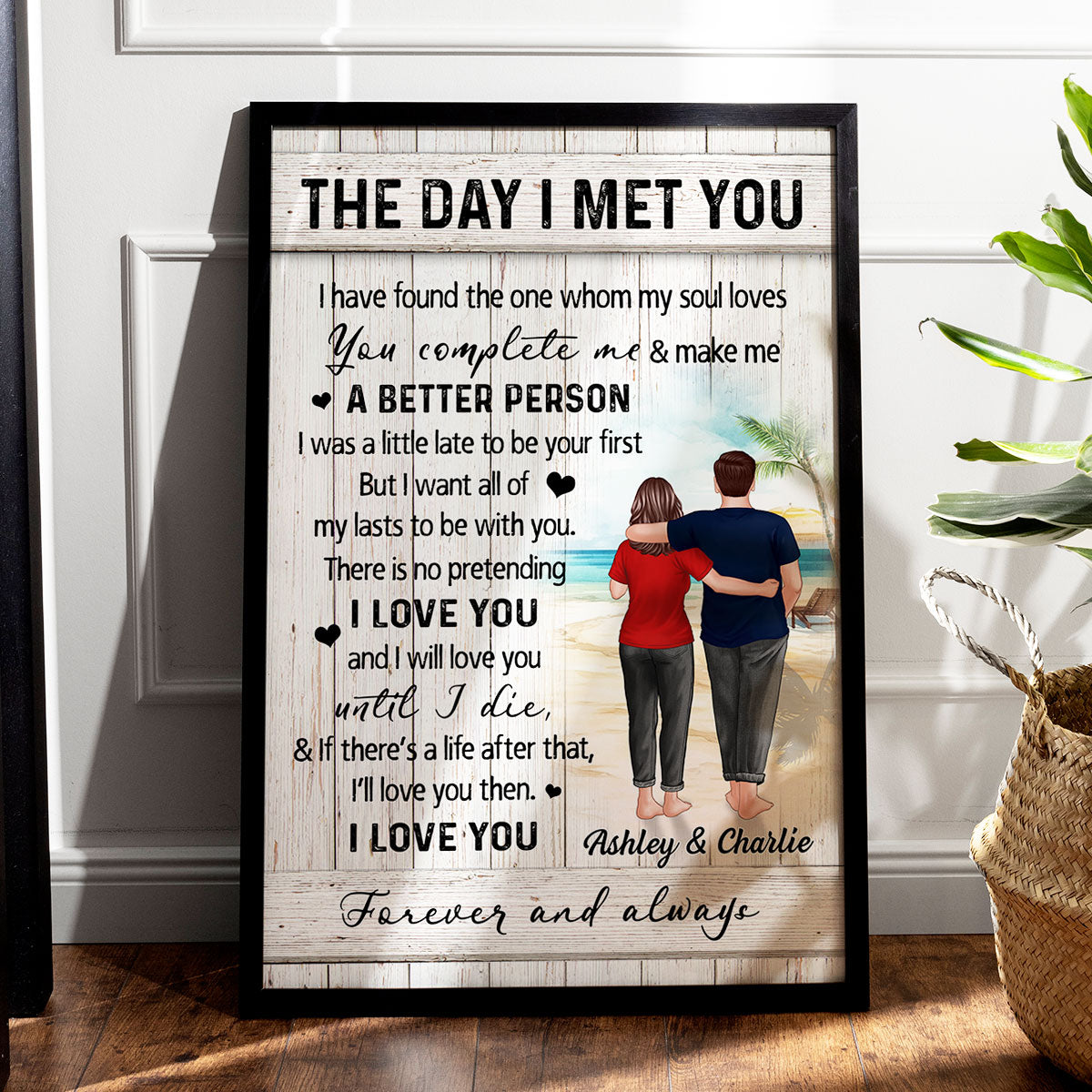 Couple Walking On The Beach Personalized Poster, Heartfelt Gift For Couple, For Him, For Her, Boyfriend, Girlfriend, Husband, Wife