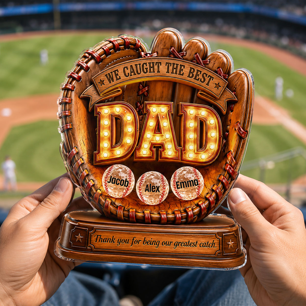 Great Baseball Dad - Personalized Acrylic Block Plaque - Father's Day Gift for Dad, Husband