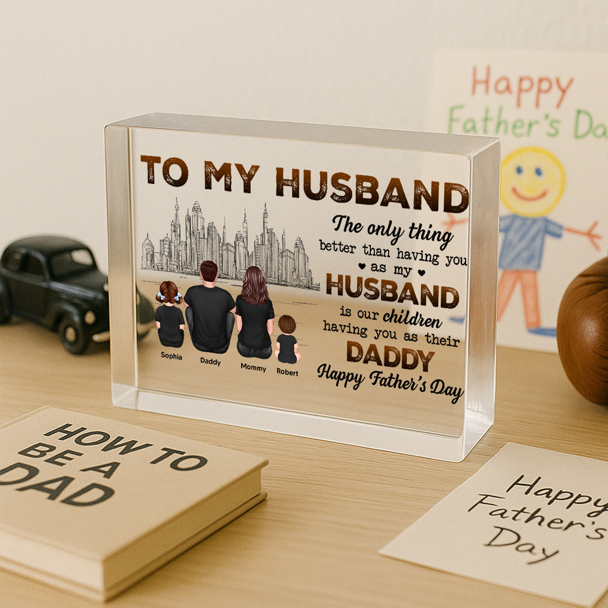 Our Children Having You As Their Daddy Personalized Rectangle Acrylic Block Plaque
