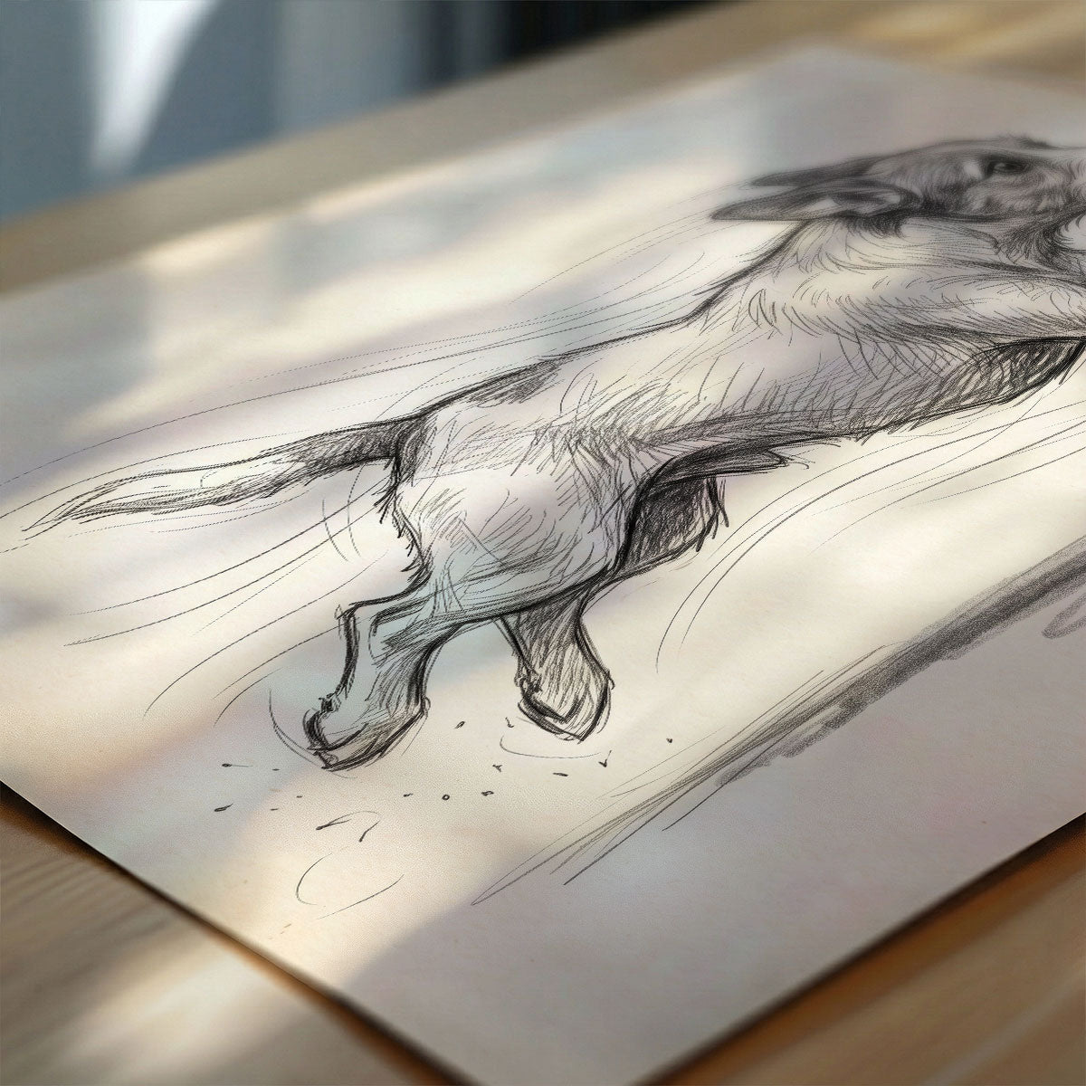 Dog with Zoomies Vintage Sketch From Your Pet Photo - Personalized Poster - Unique Pet Art Decor Gift For Dog Lover