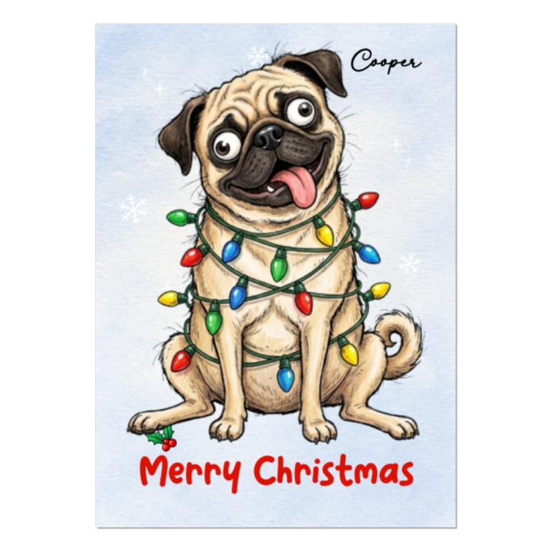 Happy Howlidays Custom Pet Portrait Quirky Silly Dog - Personalized Christmas Card - Funny Christmas Card For Dog Lover