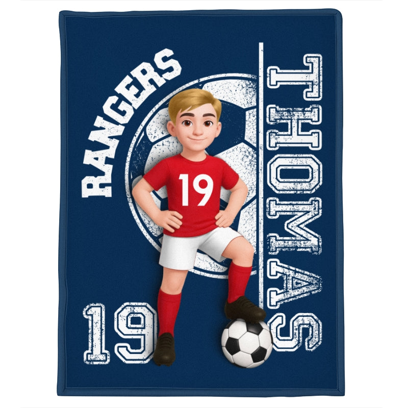 Custom Team Name Soccer Player - Personalized Fleece Blanket - Soccer Senior Gift, Christmas Gift for Daughter, Son, Grandkids