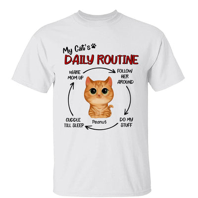 My Cats Daily Routine Cycle Watercolor Cute Cat Personalized Shirt