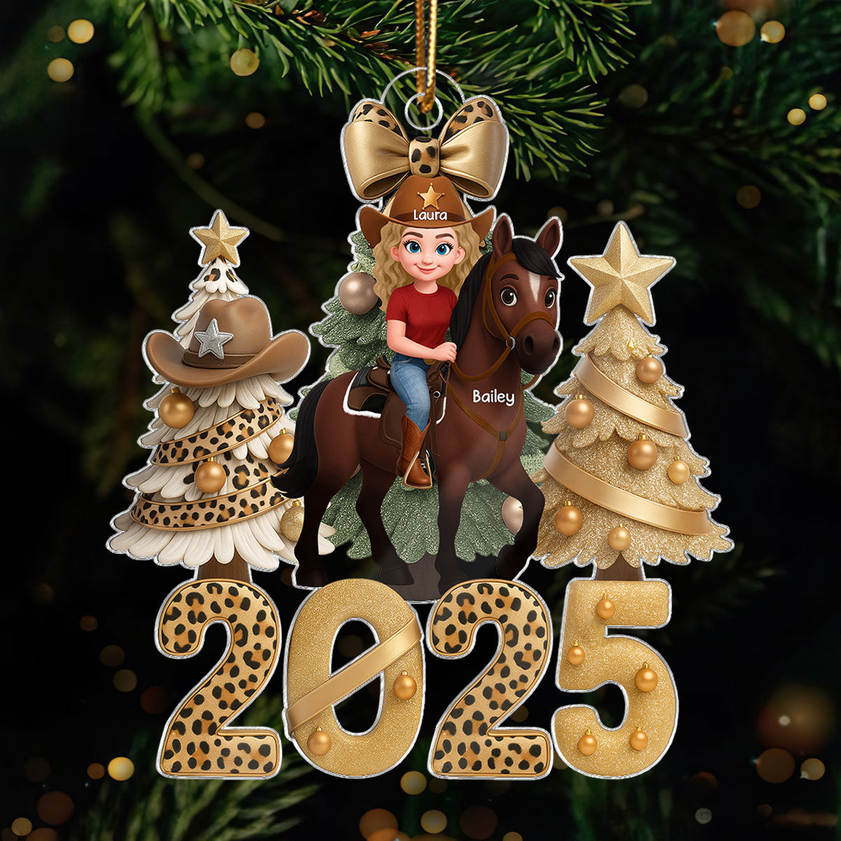 2025 Western Vibe Christmas Girl & Horse - Personalized Acrylic Ornament