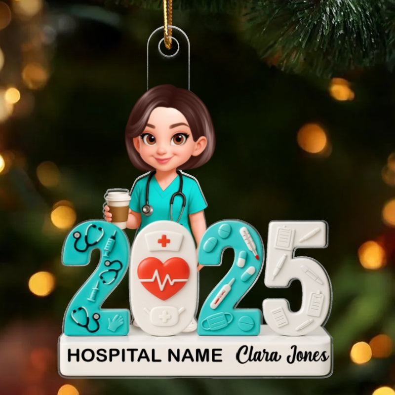 2025 Nurse - Personalized Acrylic Ornament - Christmas Gift for Nurse