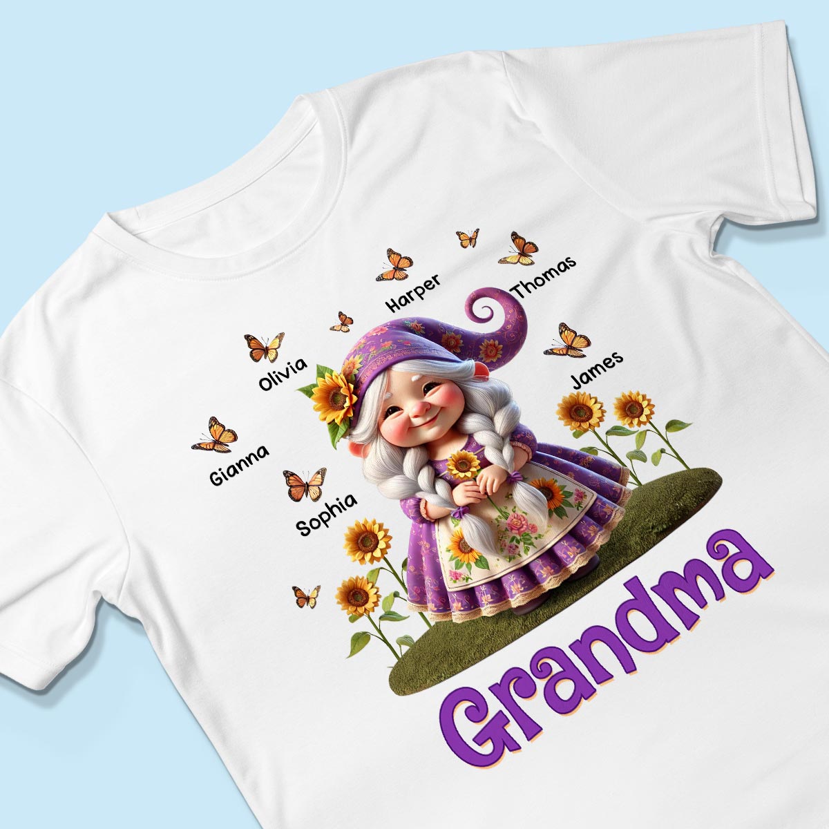 Sunflower Gnome Grandma Personalized Shirt, Gift For Grandma