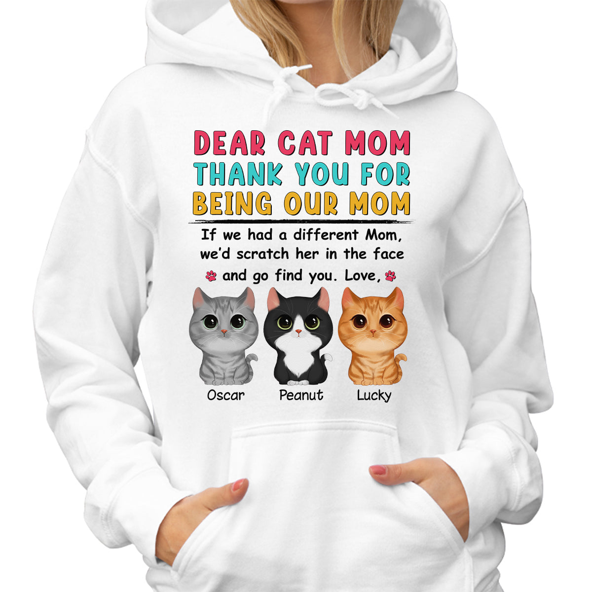 Watercolor Cute Cats Dear Mom Thank You Gift For Cat Mom Cat Lovers Personalized Shirt