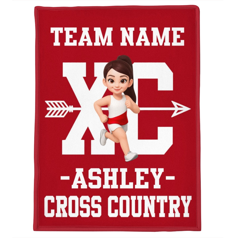Cross Country XC Runner Custom Name & Team Name - Personalized Fleece Blanket - Christmas Gift For Cross Country Runners, Boys, Girls, Son, Daughter, Grandkids