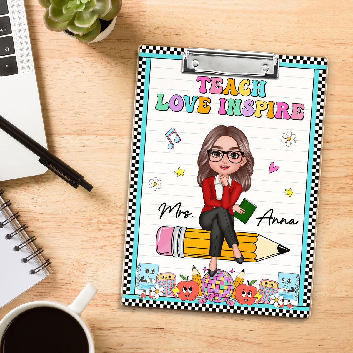 Groovy Teacher Personalized Clipboard, Appreciation Gift