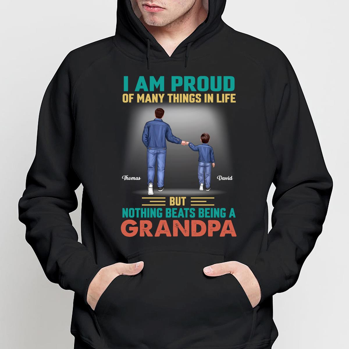 Nothing Beats Being A Grandpa Punch Hand Back View Personalized Shirt