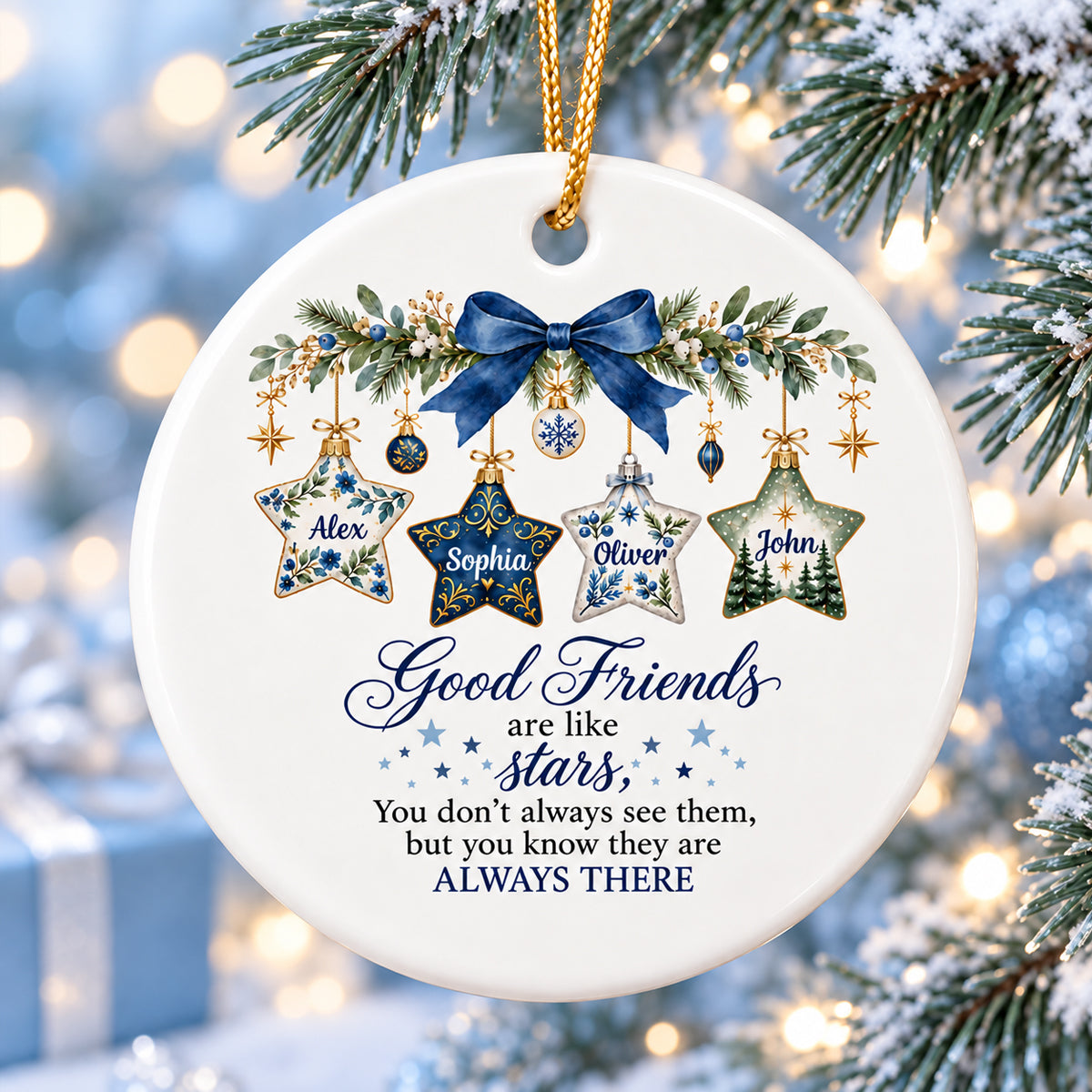 Good Friends Are Like Stars - Personalized Ceramic Ornament - Christmas Gift for Best Friends