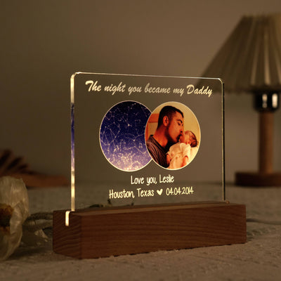 The Night You Became My Daddy Star Map Personalized Photo 7-Color LED Night Light, Heartfelt Gift for Dad, Gift for him