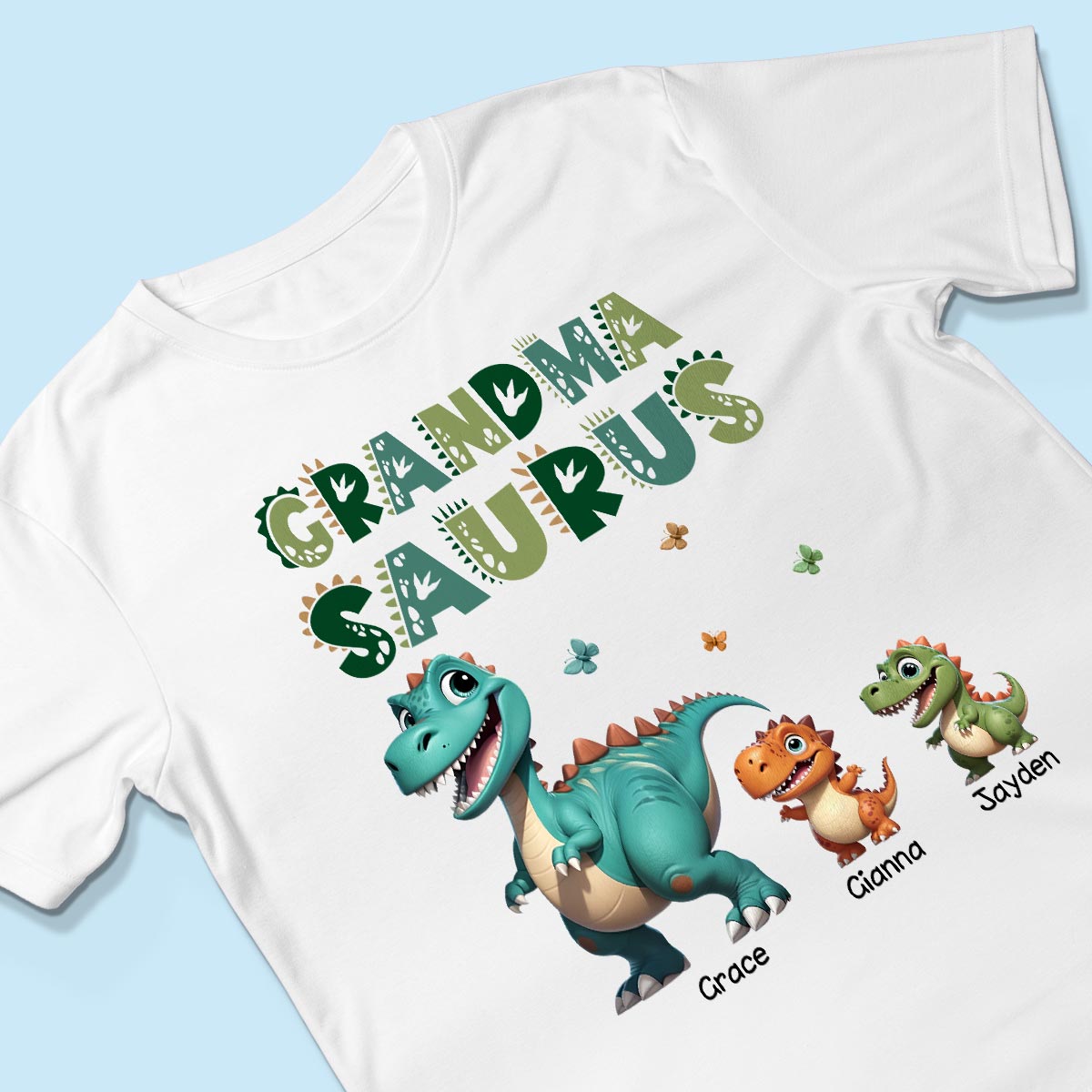 3D Effect Cute Dinosaurs Grandmasaurus Mamasaurus Personalized Shirt| Appreciation Gift, Birthday Gift For Mom, Grandma