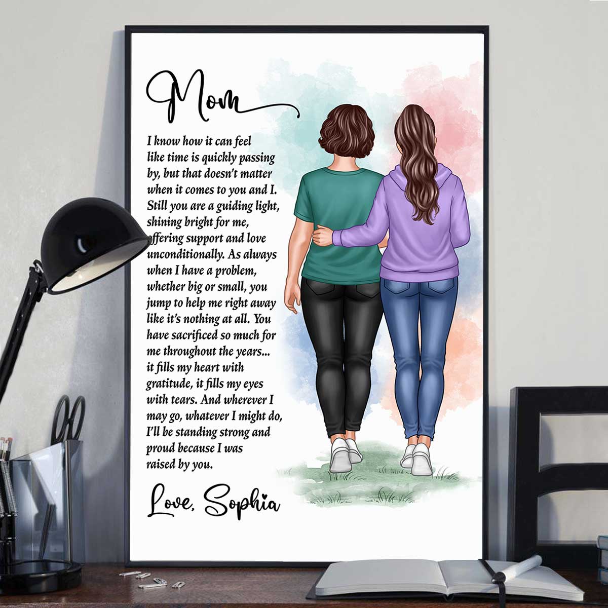 Mom And Daughter Walking To My Mom Mother‘s Day Gift Personalized Vertical Poster