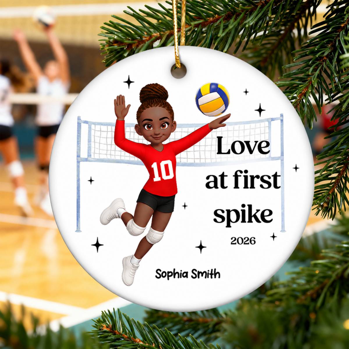 Love At First Spike Volleyball Player - Personalized Ceramic Ornament - Christmas Gift For Volleyball Players