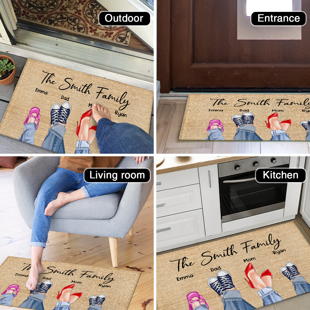 Family Shoes Housewarming Personalized Doormat