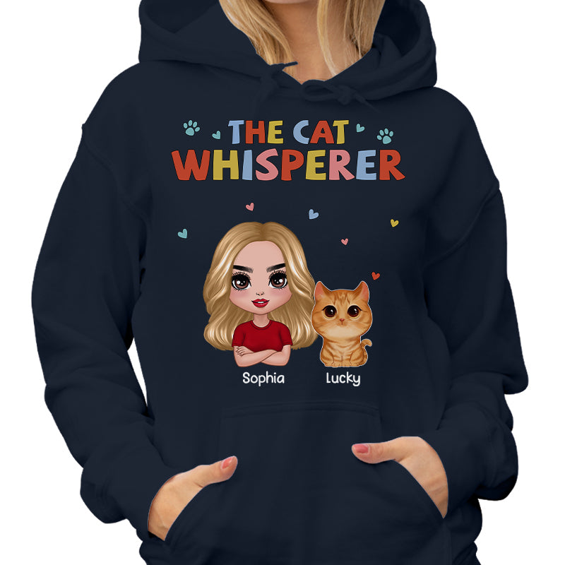 Colorful Text The Cat Whisperer Watercolor Cute Cats Personalized Shirt