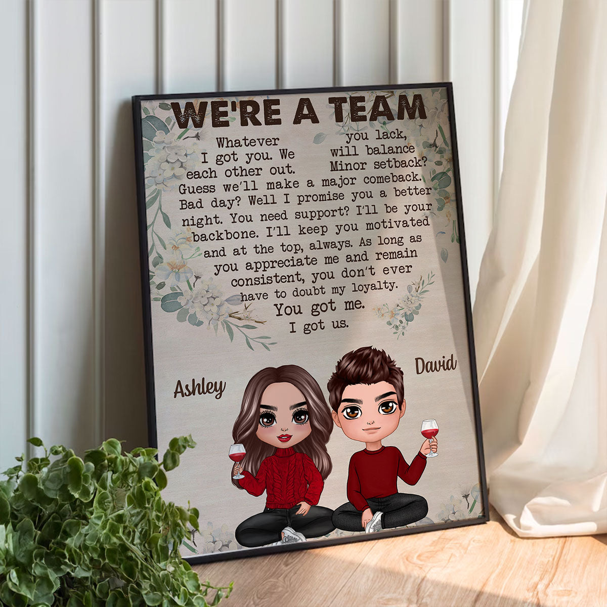 We‘re A Team Valentine’s Day Gift, Anniversary Gift For Him Gift For Her Personalized Vertical Poster
