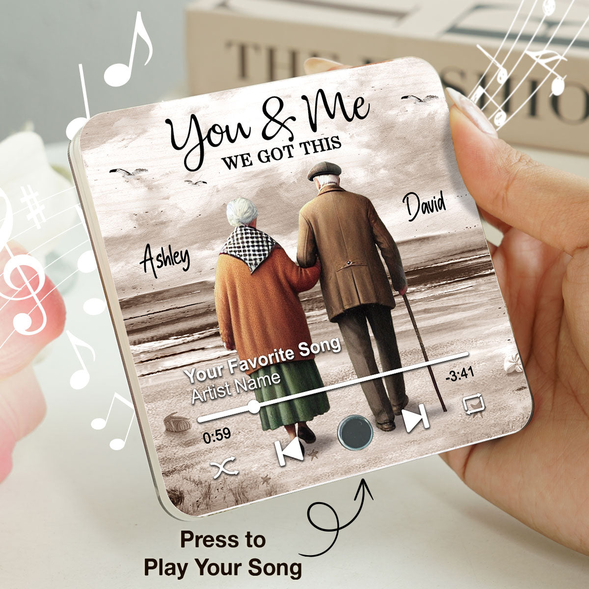 Eternal Love Couple Growing Old Together Beach Landscape Personalized Music Fridge Magnet