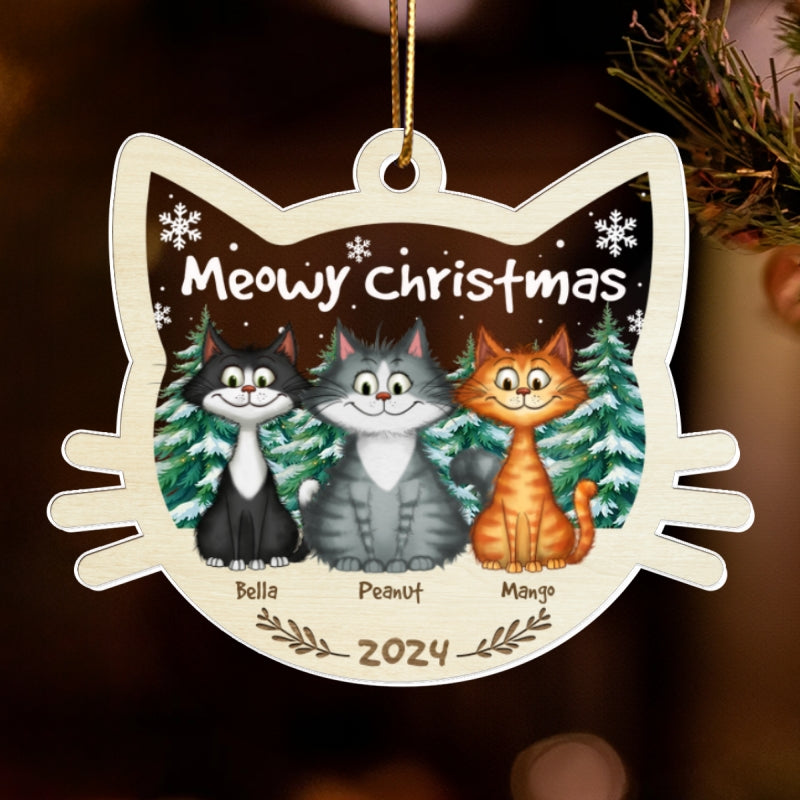 Funny Cat Personalized Christmas 2024 Acrylic Ornament, Custom Meowy Christmas Ornament, Christmas Gift For Cat Lover, Cat Mom Christmas Decor