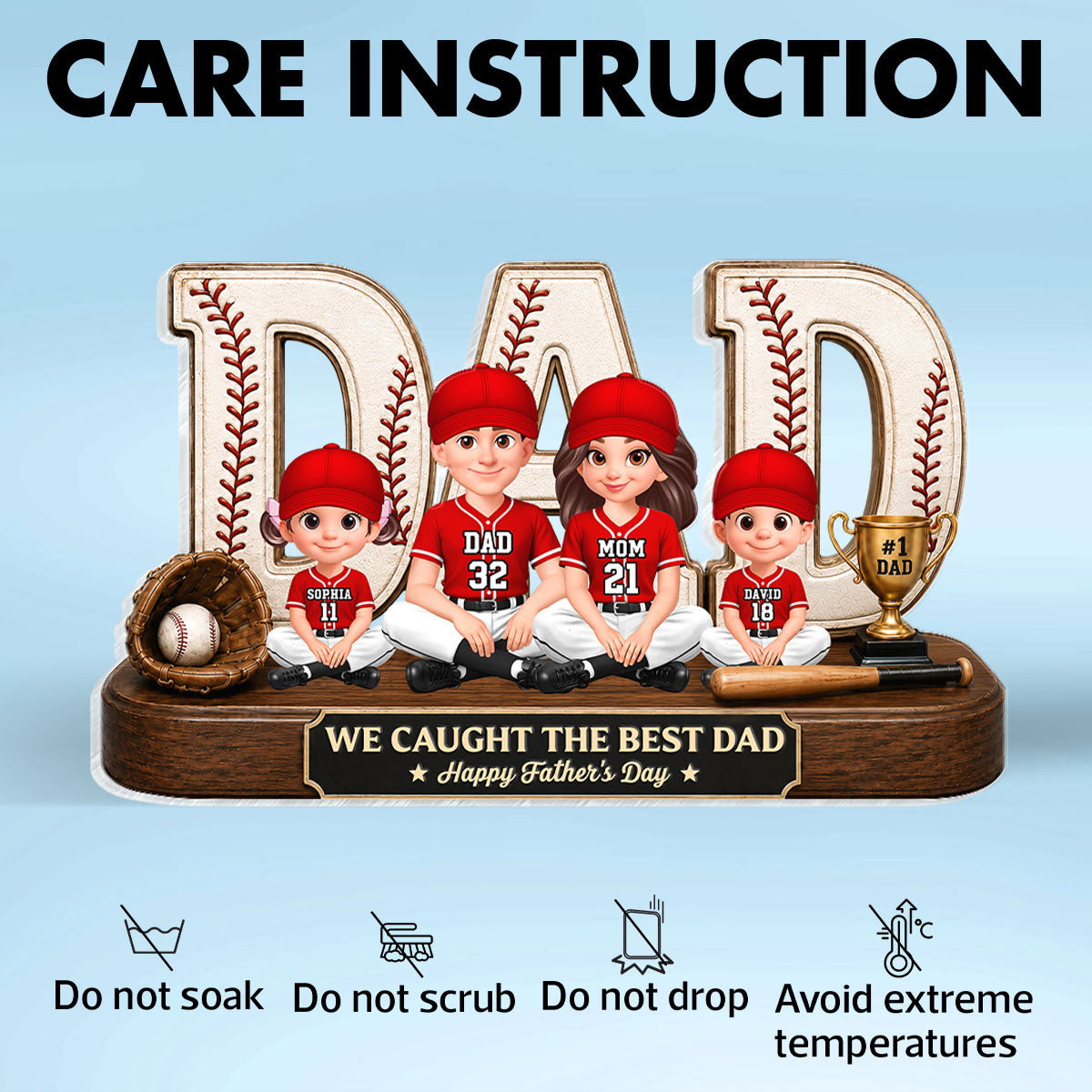 Baseball Legend Daddy's Dream Team - Personalized Acrylic Block Plaque - Father's Day Gift For Dad