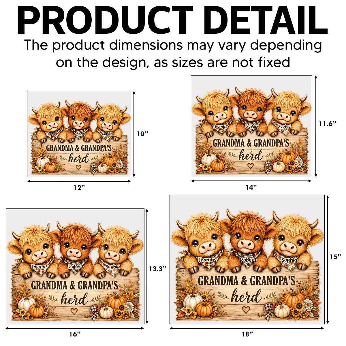 Cozy Warm Fall Season Grandpa Grandma's Herd Highland Cows - Personalized Yard Sign - Fall Decor For Grandparents