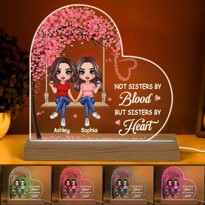 Besties Sisters On Swing Personalized Acrylic Custom Shape LED Night Light