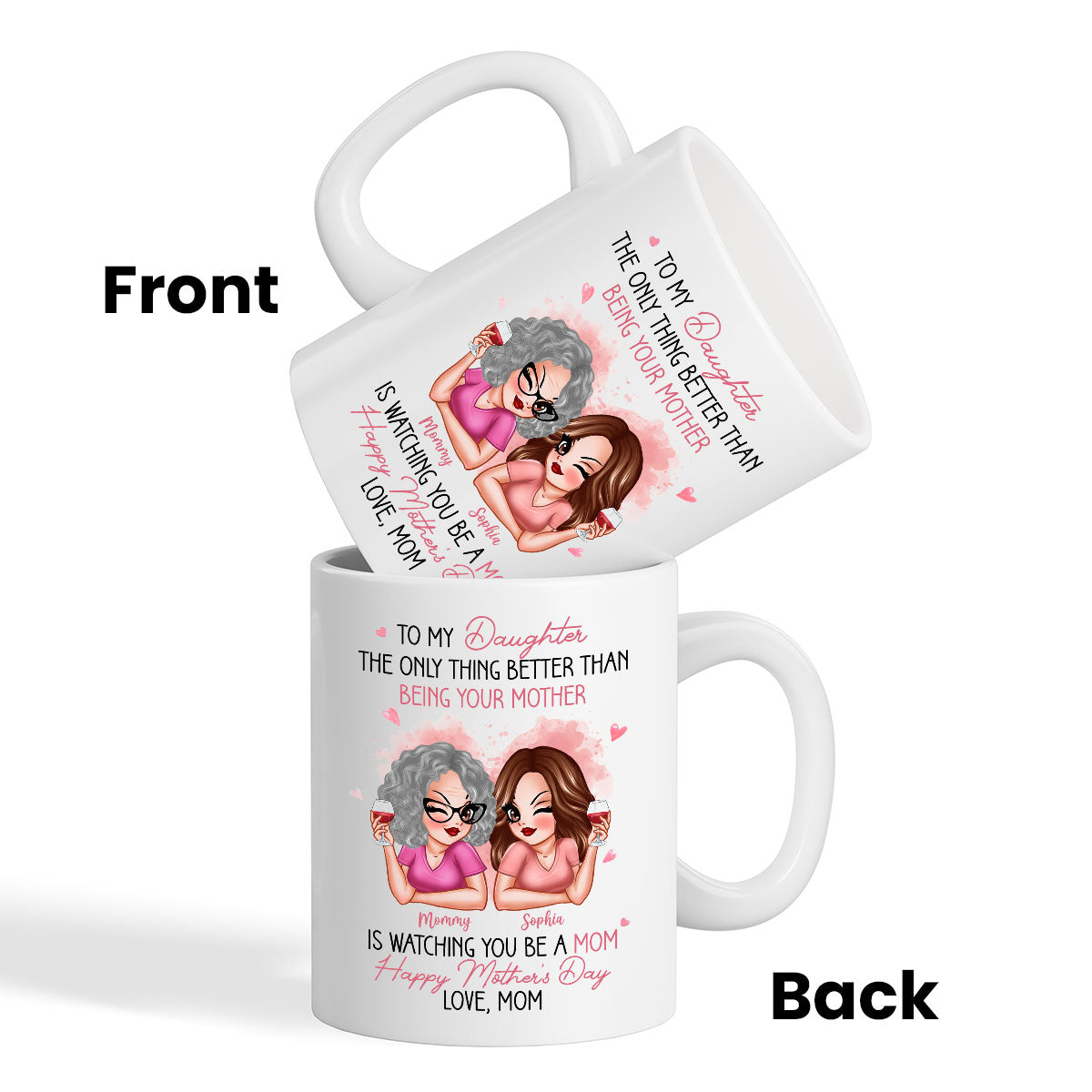 Pink Tone To My Daughter From Mom Happy Mother's Day Personalized Mug, Heartfelt 2025 Gift For Daughter
