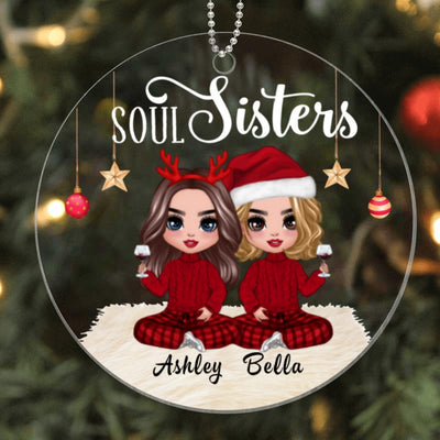 Soul Sisters Doll Besties Christmas Checkered Pants Personalized Acrylic Ornament
