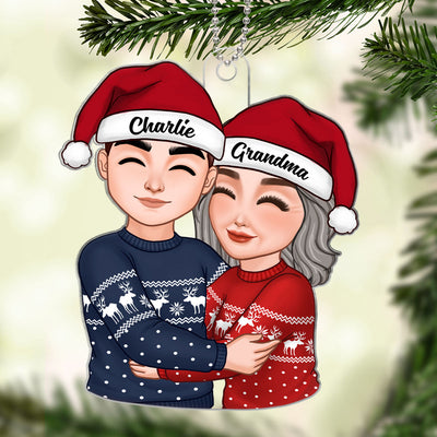 Christmas Grandma & Grandkid Hugging Christmas Gift For Teenage Adult Granddaughter Grandson Grandchildren Personalized Acrylic Ornament