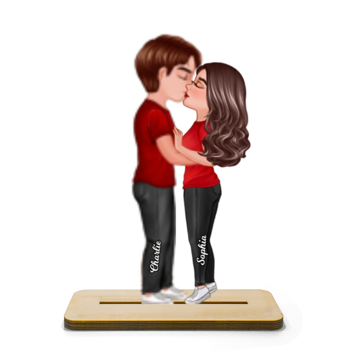 Doll Couple Kissing Home Decor Gift For Him Gift For Her Personalized Standing Wooden Plaque