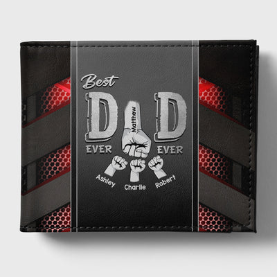 Best Dad Ever Fist Bump Personalized Men’s Wallet