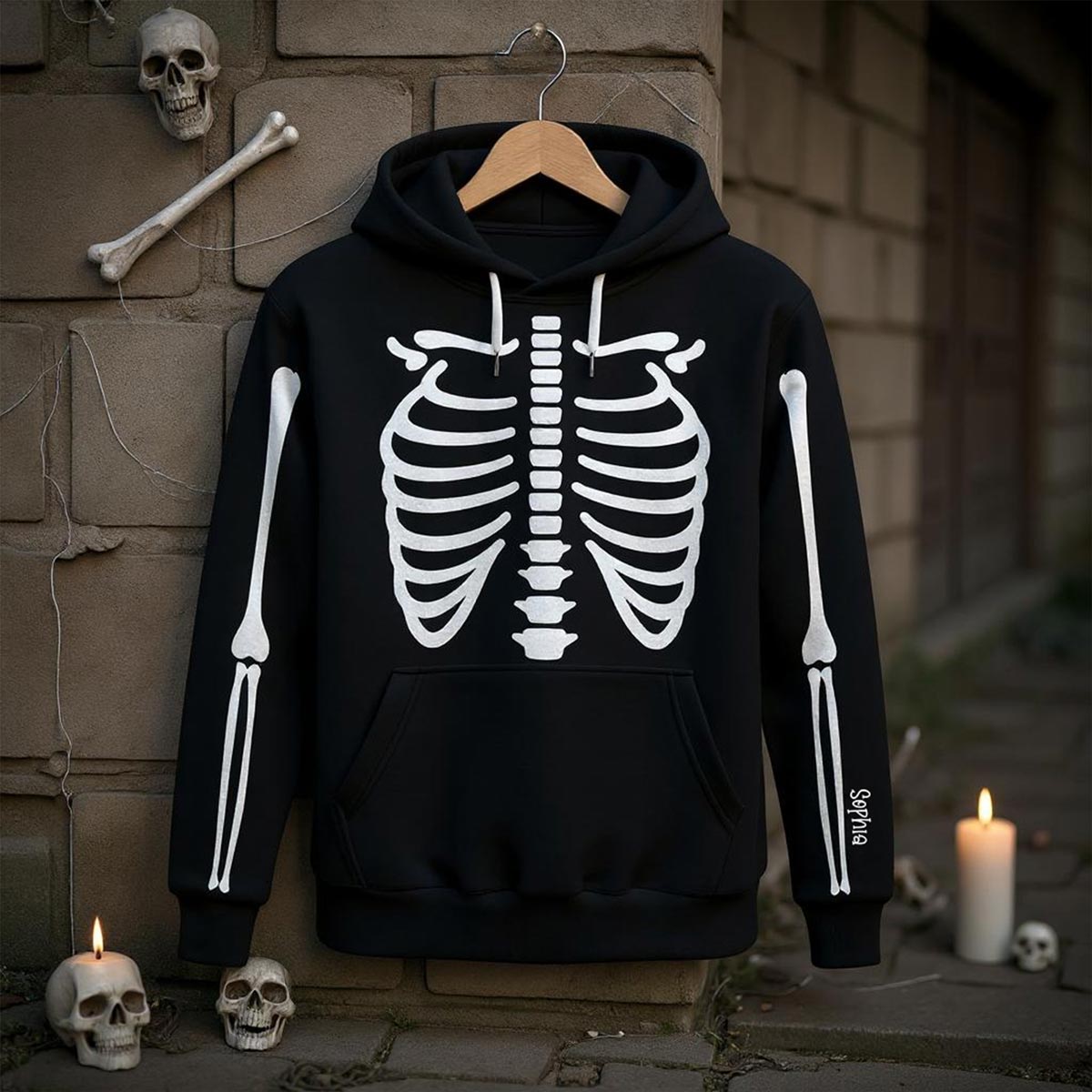 Halloween Skeleton Bones Personalized Hoodie, Perfect Halloween Costume