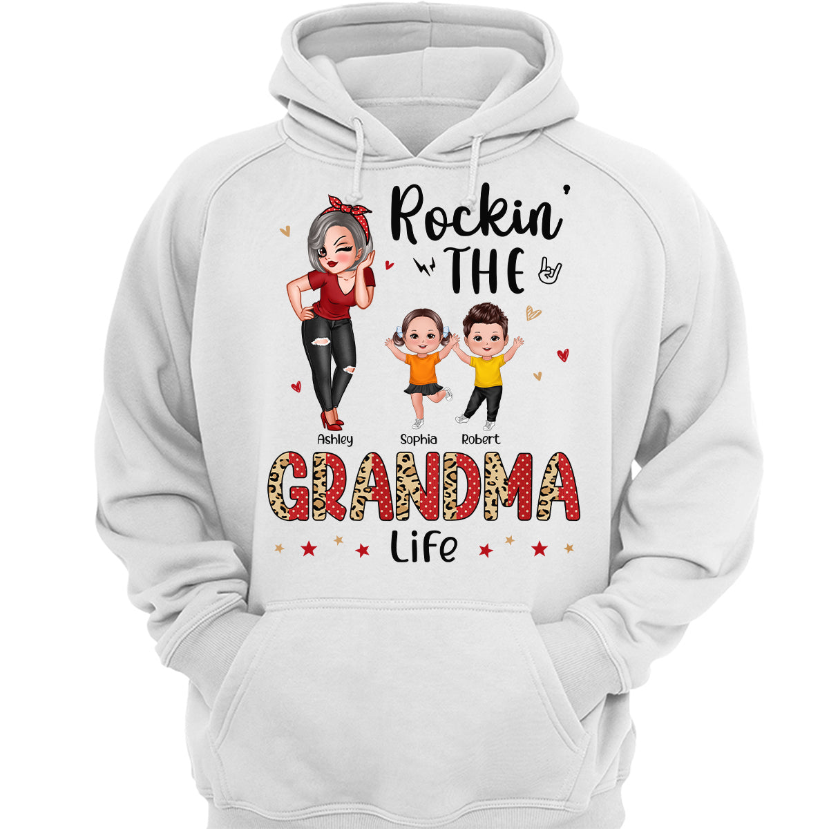 Leopard Polka Dot Grandma Grandkids Personalized Shirt