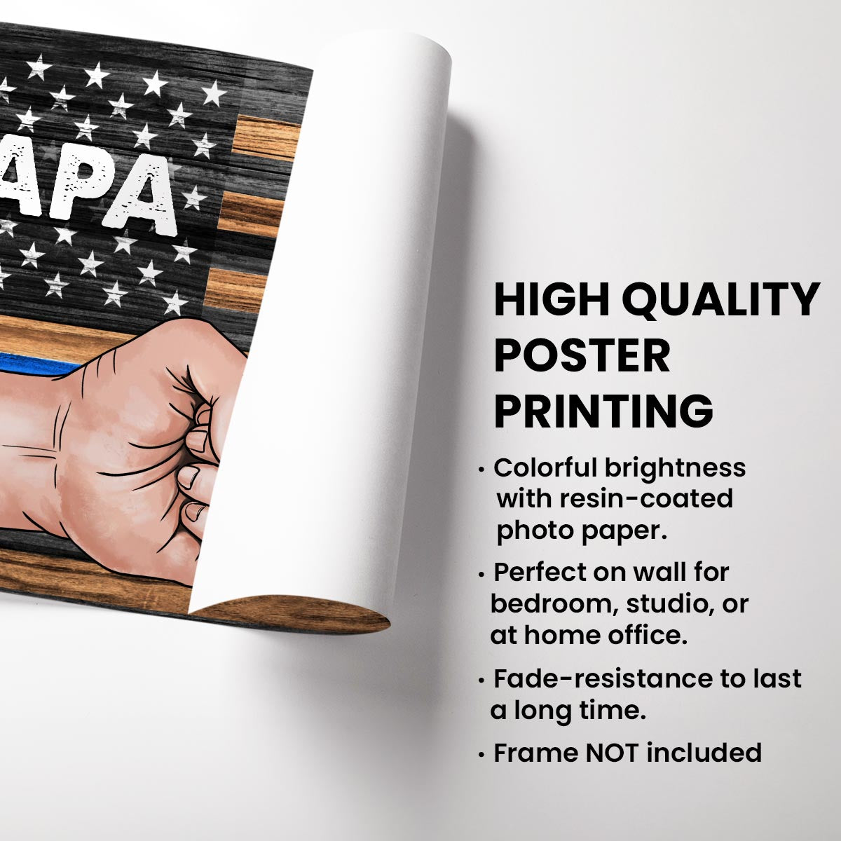 Dad Papa Grandpa Fist Bump Nation Flag Personalized Horizontal Poster