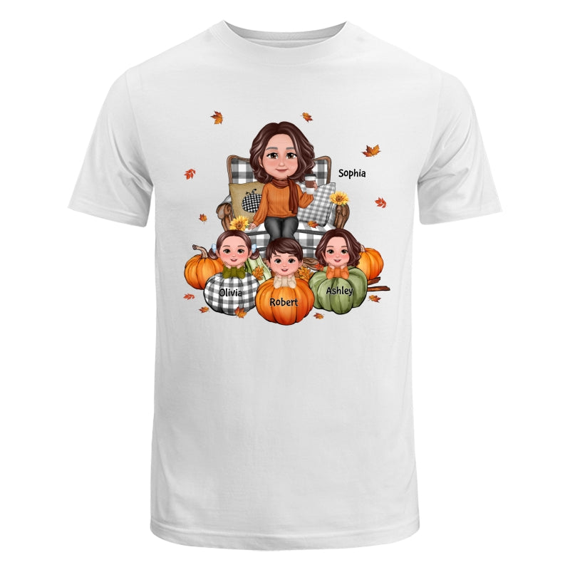 Fall Season Grandma And Kids Pumpkins Personalized Shirt