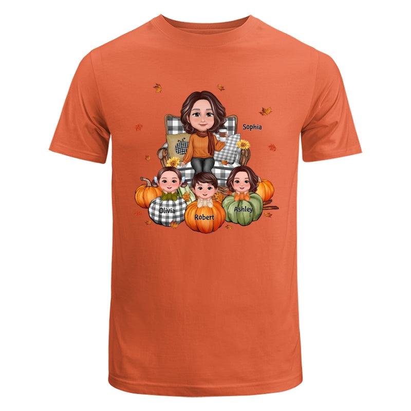 Fall Season Grandma And Kids Pumpkins Personalized Shirt