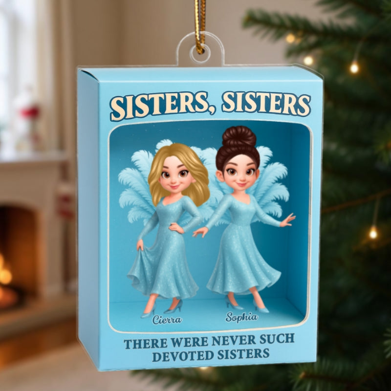 Cute Cartoon Sisters Besties Blue Dress Toy Box Figure Style Personalized Acrylic Ornament
