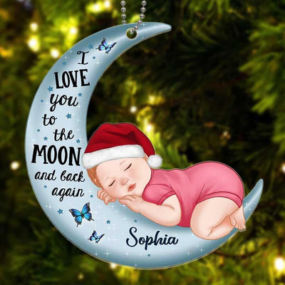 Baby Sleeping On Moon Personalized Christmas Acrylic Ornament