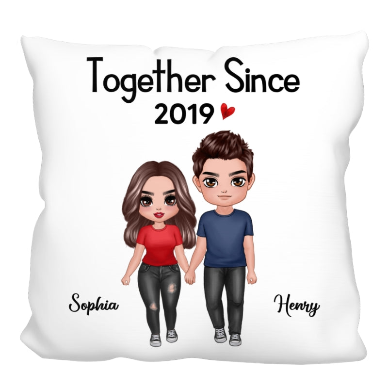 Doll Couple Standing Gift For Him For Her Personalized Pillow (Insert Included)