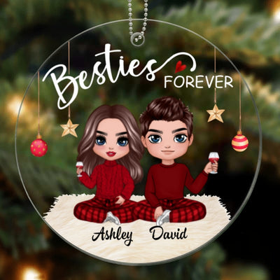 Doll Besties Checkered Pants Guys And Girls Christmas Personalized Acrylic Ornament