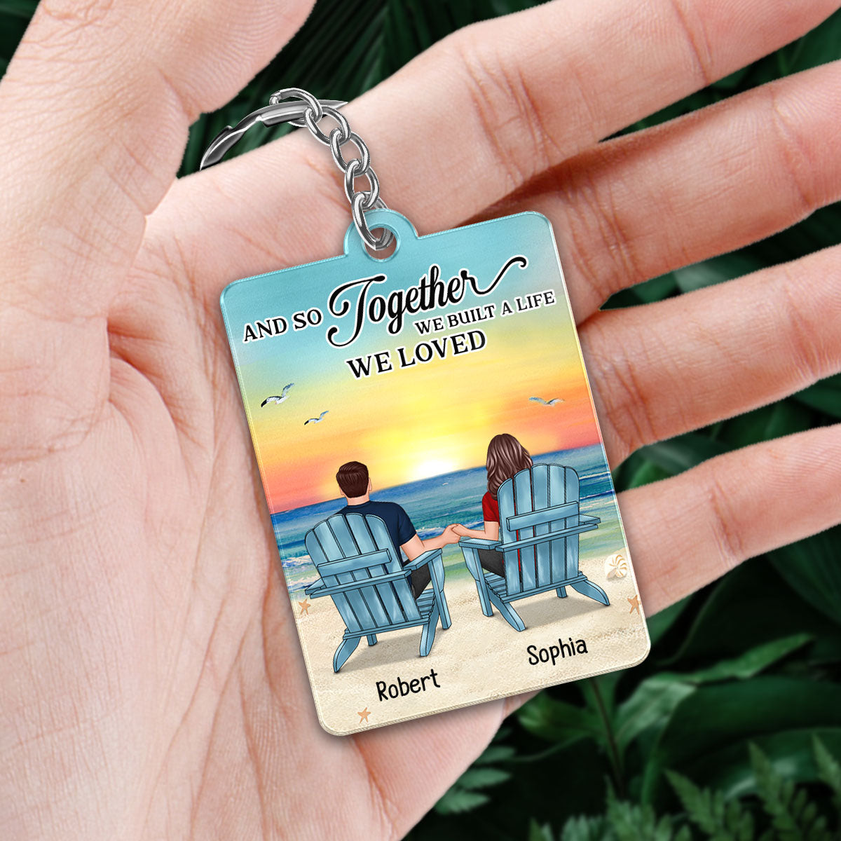 Couple Back View At Beach Favorite Song Scannable QR Code Personalized Acrylic Keychain